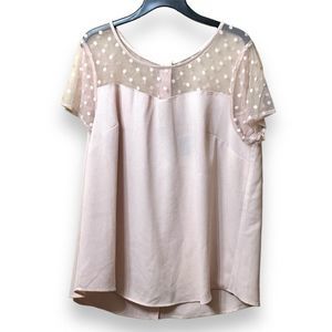 Torrid Pink Sheer Polka Dot Blouse